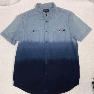 Polo Ralph Lauren dip dye chambray ombré short sleeve button down boys lg 14/16